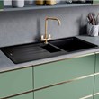 Bacha Cocina Doble Pileta Hafele Magnum Cuarzo C/ Escurridor