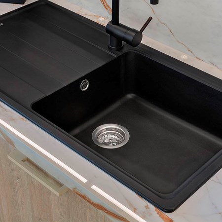 Bacha Cocina Simple Pileta Hafele Horizon Cuarzo Escurridor