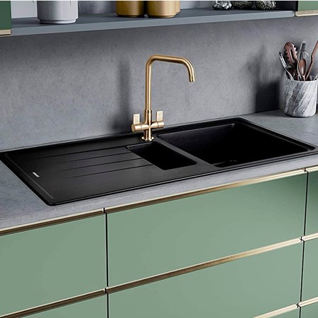 Bacha Cocina Doble Pileta Hafele Magnum Cuarzo C/ Escurridor